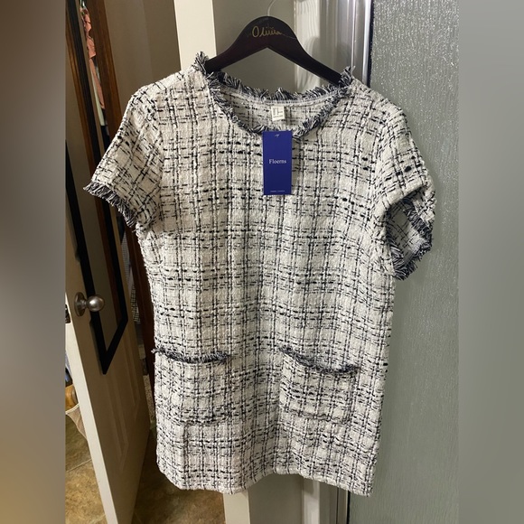 Floerns Dresses & Skirts - Floerns Women's Tweed Short Sleeve Shift Tunic Dress with Pockets